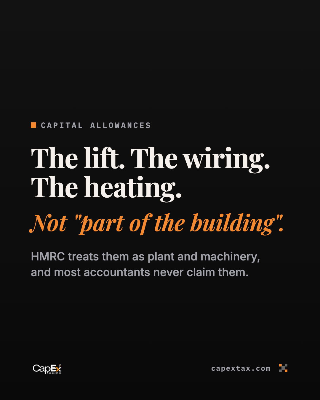 Social graphic — the lift is not part of the building